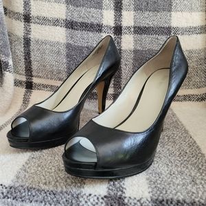 Nine West Open Toe High Heel Pump, Black 9